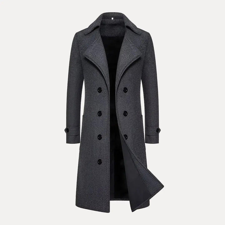 Drune | Doppelreihiger Knopf Wollen Trenchcoat
