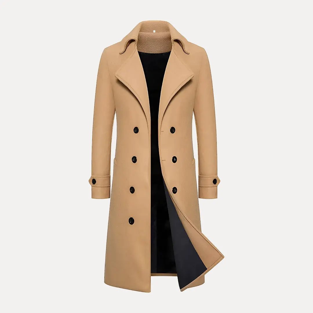 Drune | Doppelreihiger Knopf Wollen Trenchcoat