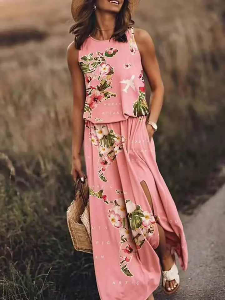 Drune | Sonnenkleid Floral Schlitz Drune | Kleid Sommerkleid