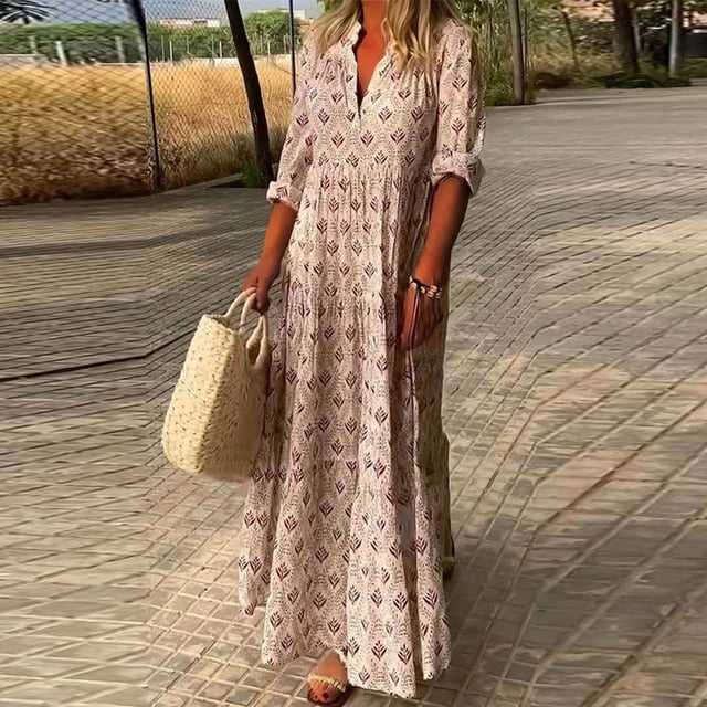 Drune | Halbarm V Ausschnitt Boho Kleid Sommerkleid