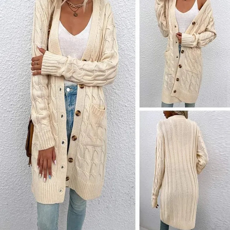 Drune | Langes Wickel-Cardigan, gedreht, gestrickt und stilvoll