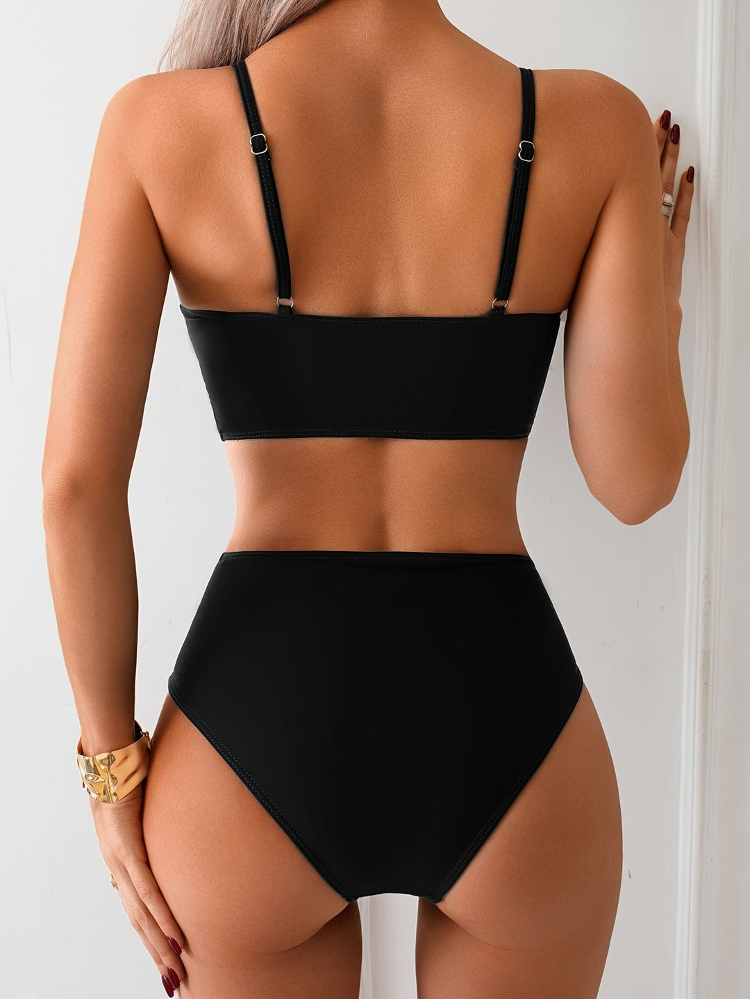 Drune | Schickes Bikini Satz Mit Hoher Taille Und V-förmiger Schnalle