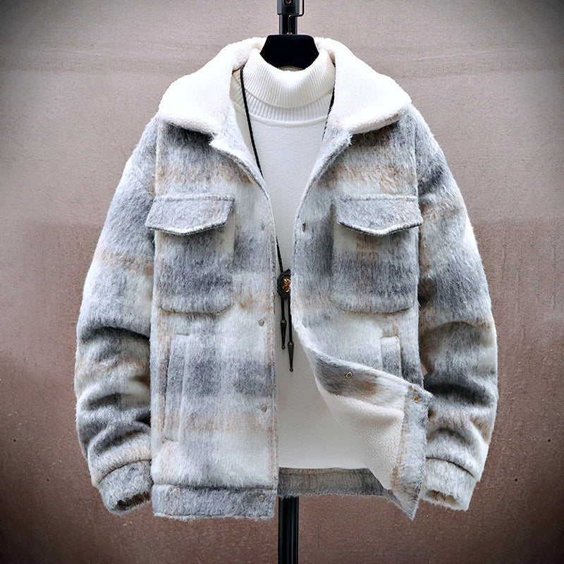 Drune | Karierter Woll-Look-Jacke mit Fleece-Futter