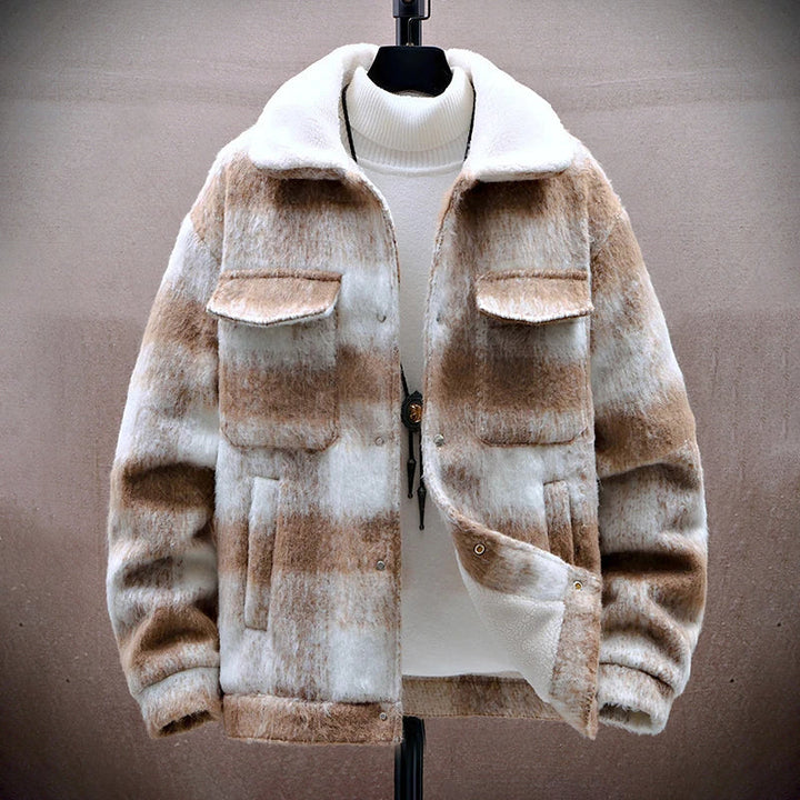 Drune | Karierter Woll-Look-Jacke mit Fleece-Futter