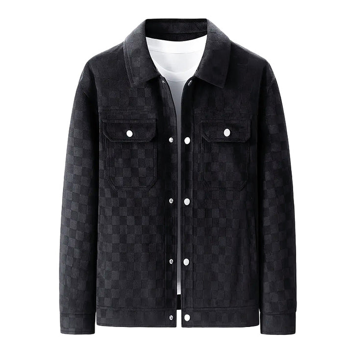 Drune | Faux Suede Karierte Jacke mit Druckknopfverschluss
