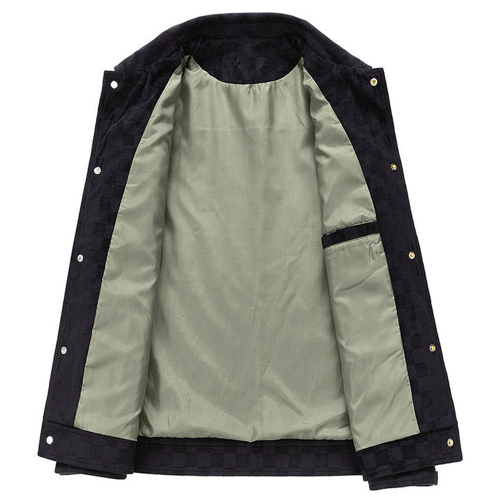 Drune | Faux Suede Karierte Jacke mit Druckknopfverschluss