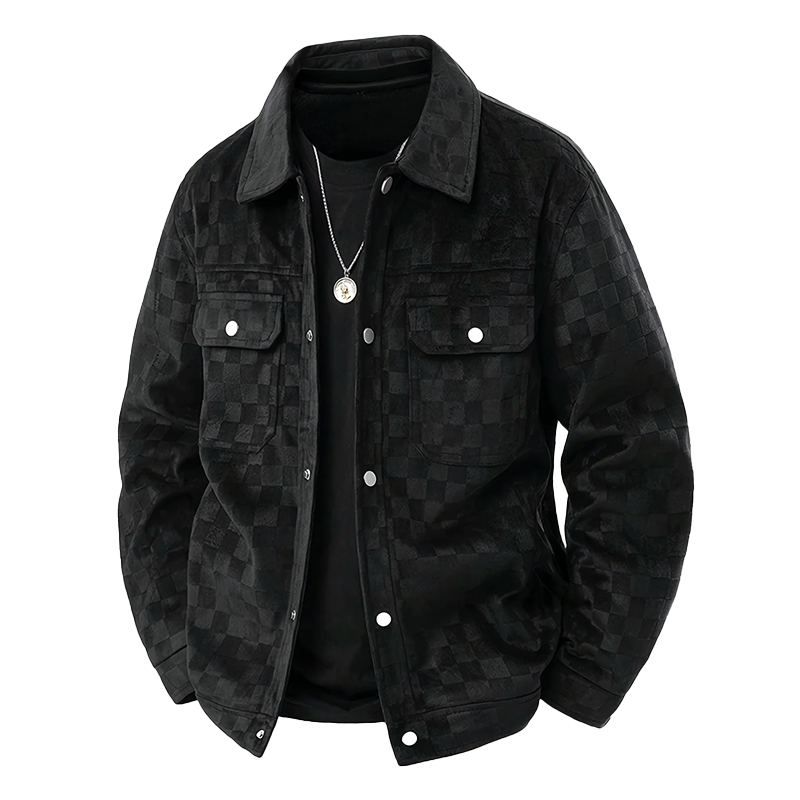 Drune | Faux-Suede-Jacke mit kariertem Muster
