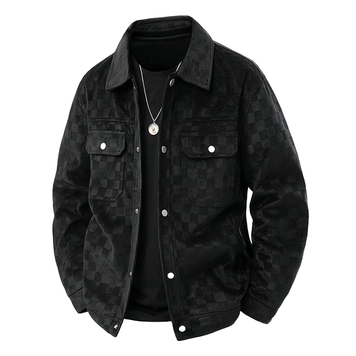 Drune | Faux-Suede-Jacke mit kariertem Muster