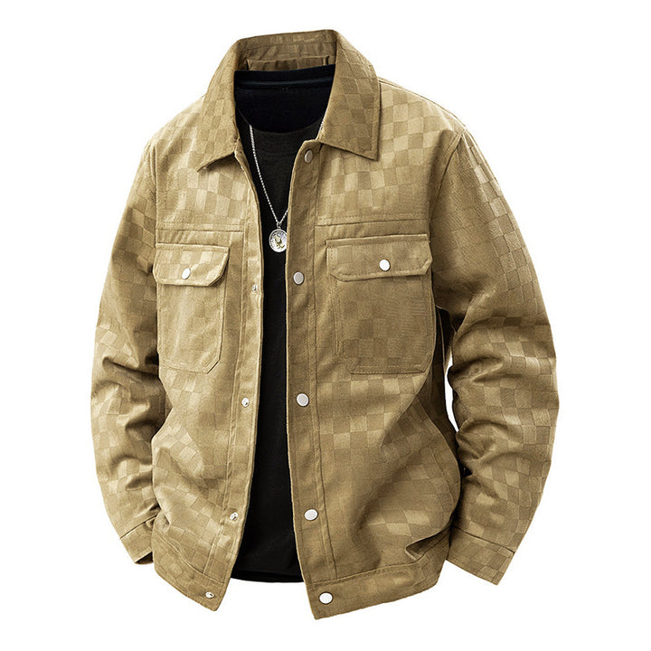 Drune | Faux-Suede-Jacke mit kariertem Muster