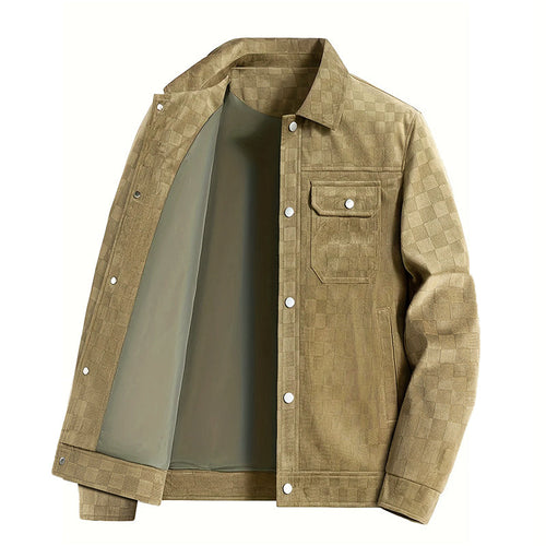 Drune | Faux-Suede-Jacke mit kariertem Muster