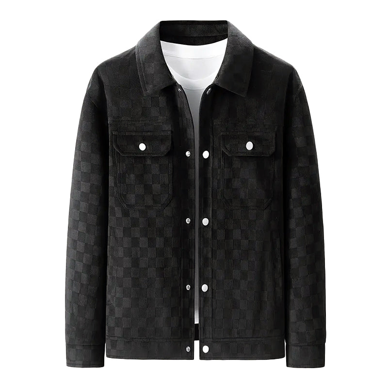 Drune | Faux-Suede-Jacke mit kariertem Muster