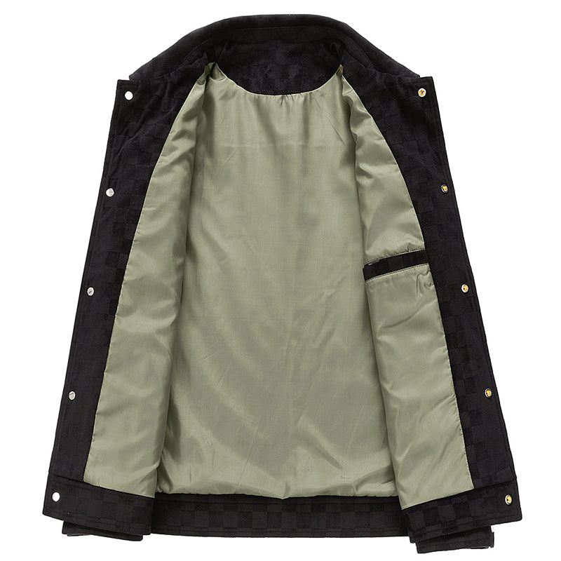 Drune | Faux-Suede-Jacke mit kariertem Muster