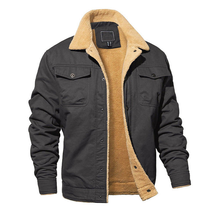 Drune | Fleecegefütterte Baumwoll-Cargo-Jacke mit Knopfverschluss