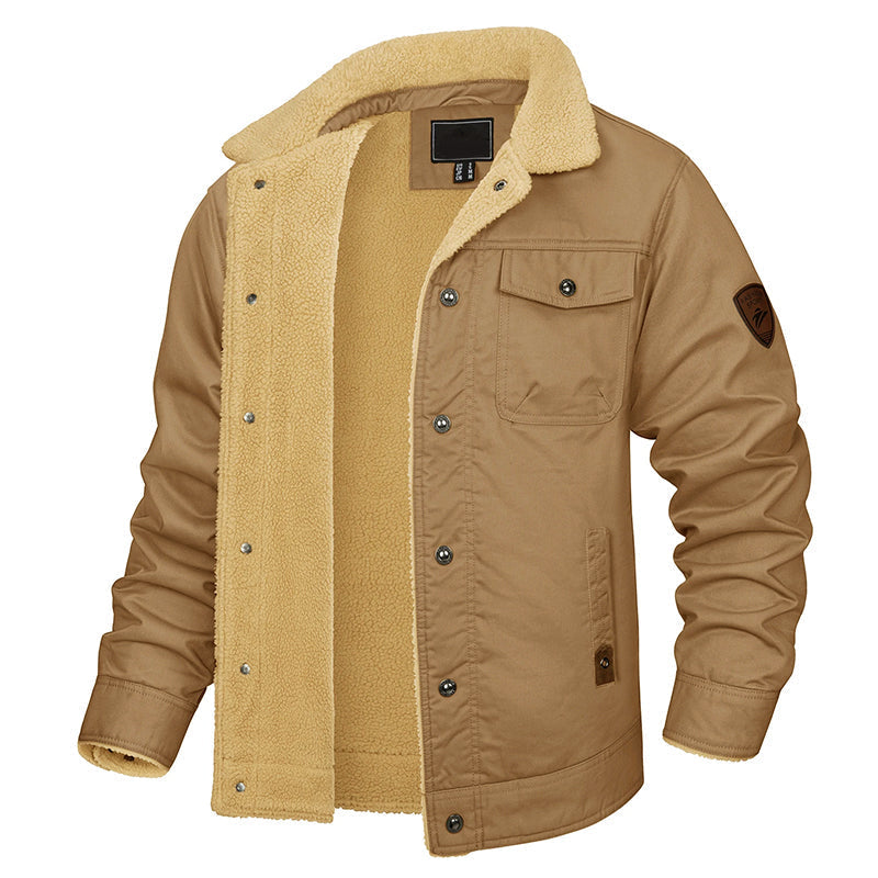 Drune | Fleecegefütterte Baumwoll-Cargo-Jacke mit Knopfverschluss