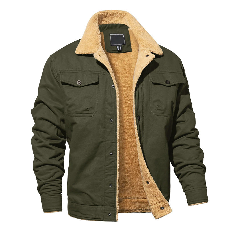 Drune | Fleecegefütterte Baumwoll-Cargo-Jacke mit Knopfverschluss