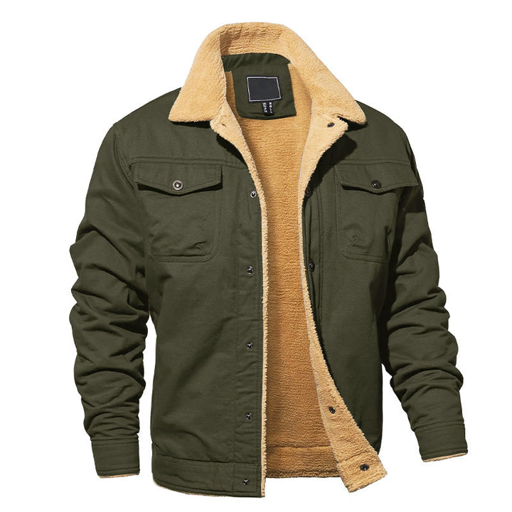 Drune | Fleecegefütterte Baumwoll-Cargo-Jacke mit Knopfverschluss