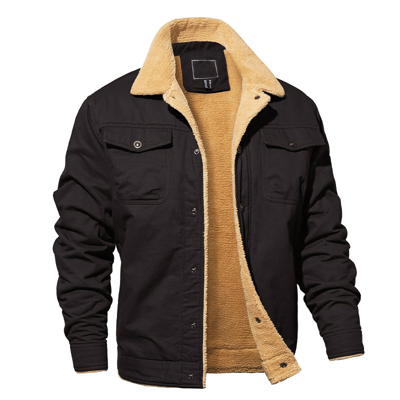 Drune | Fleecegefütterte Baumwoll-Cargo-Jacke mit Knopfverschluss