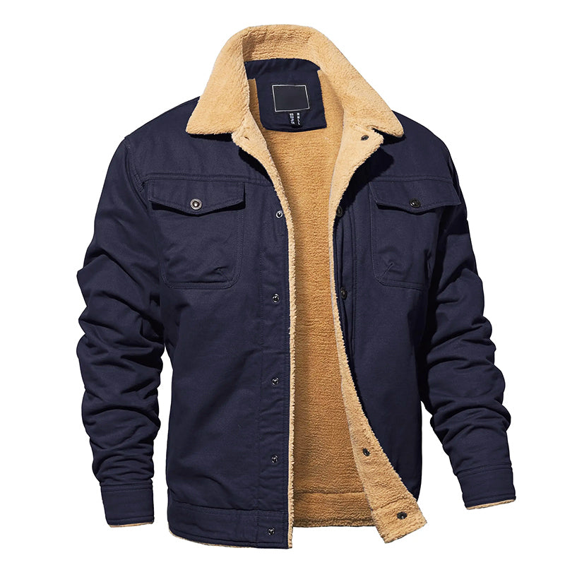 Drune | Fleecegefütterte Baumwoll-Cargo-Jacke mit Knopfverschluss