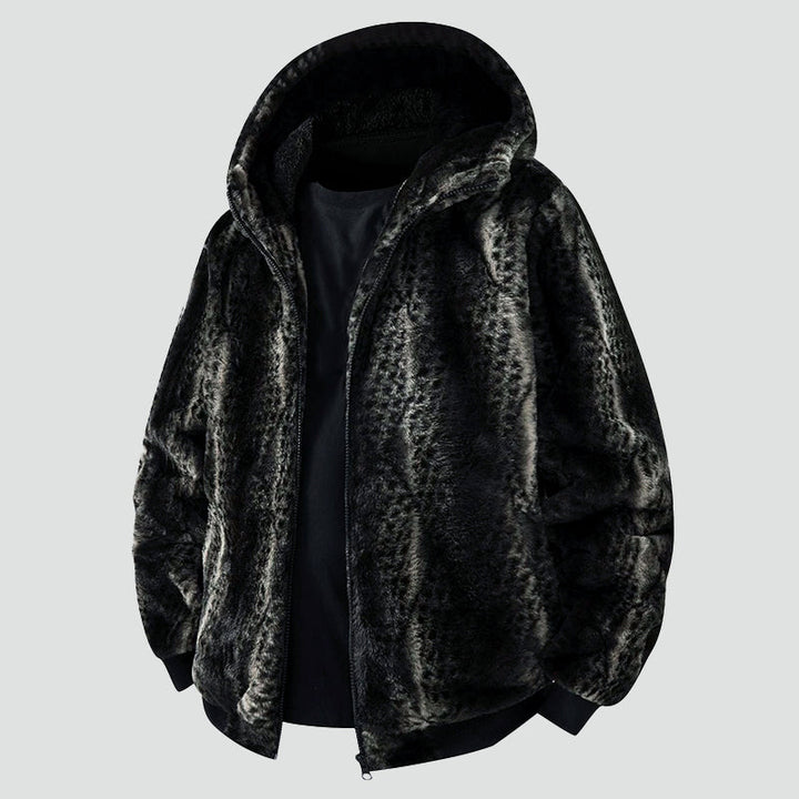 Drune | Kapuzenjacke aus Kunstfell mit Reißverschluss vorne