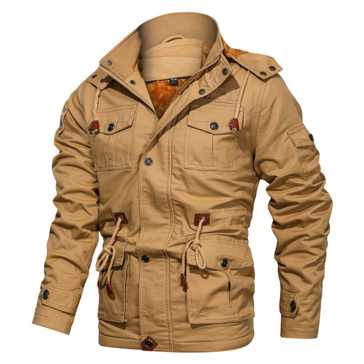 Drune | Militärstil Baumwolljacke mit Fleece-Futter
