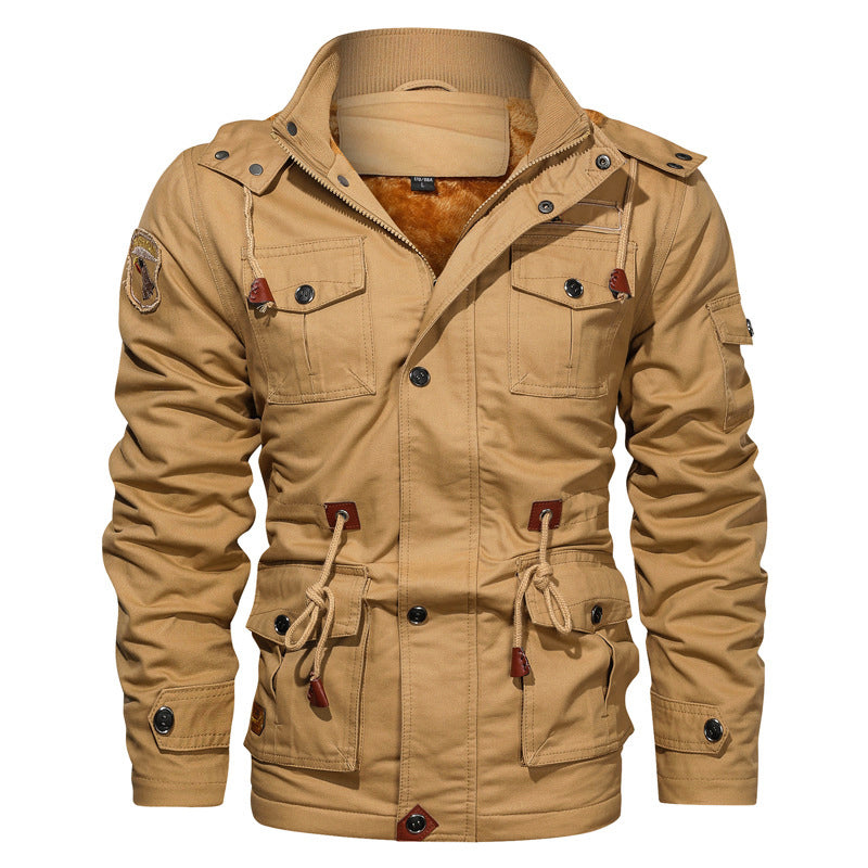 Drune | Militärstil Baumwolljacke mit Fleece-Futter
