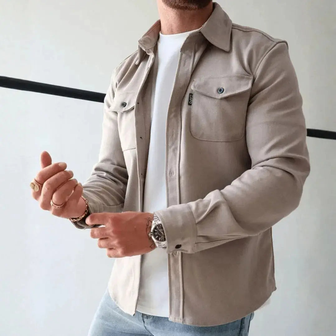 Drune | Strukturierte Knopf-Down Freizeit-Overshirt