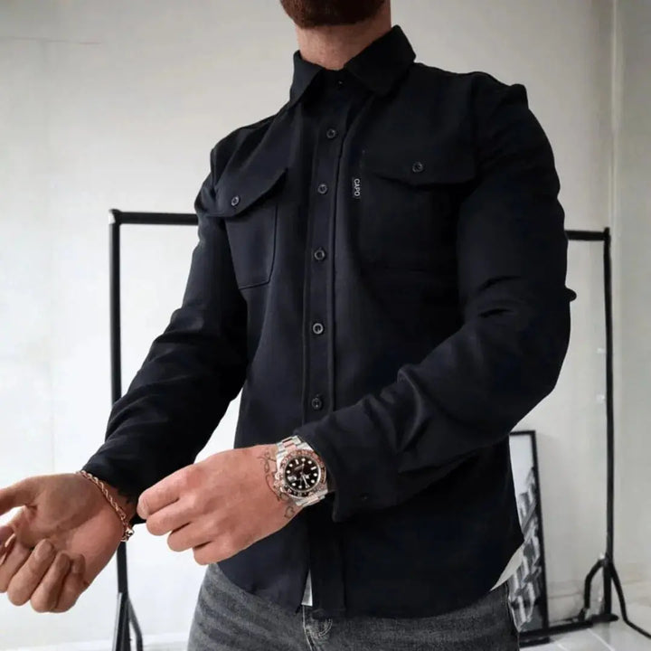 Drune | Strukturierte Knopf-Down Freizeit-Overshirt