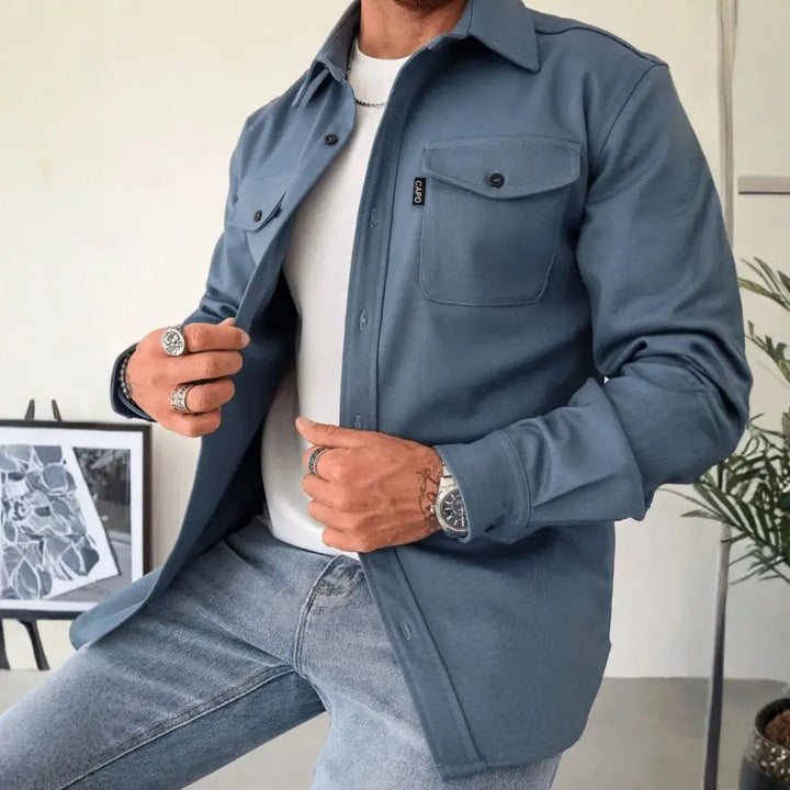 Drune | Strukturierte Knopf-Down Freizeit-Overshirt