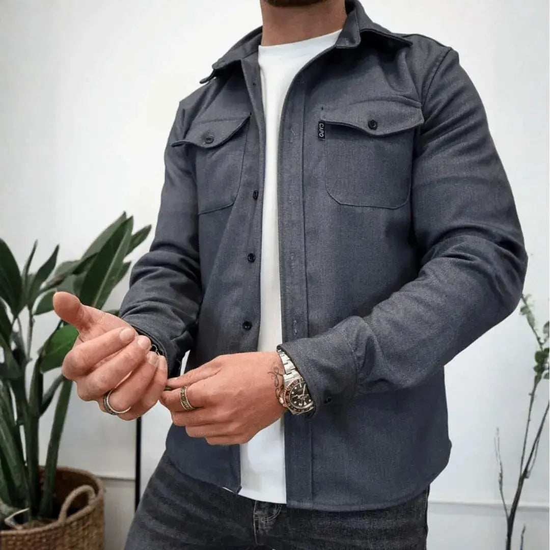 Drune | Strukturierte Knopf-Down Freizeit-Overshirt