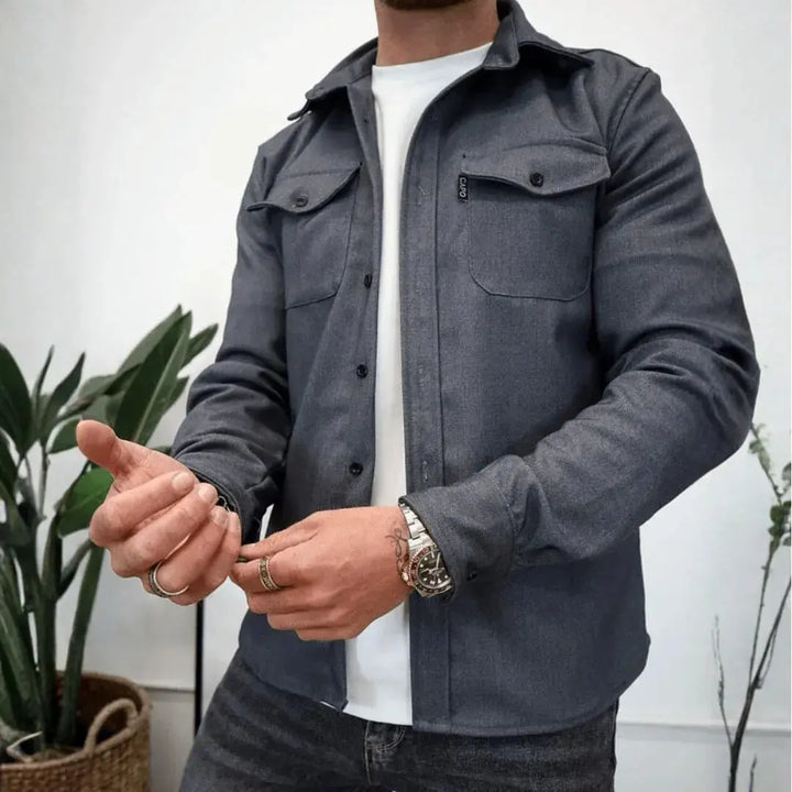 Drune | Strukturierte Knopf-Down Freizeit-Overshirt