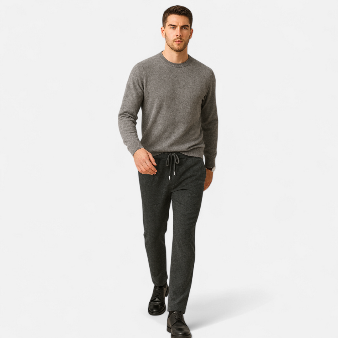 Drune | Herrenhose, Hohe Taille Slim Tapered, Strick - Voll Länge