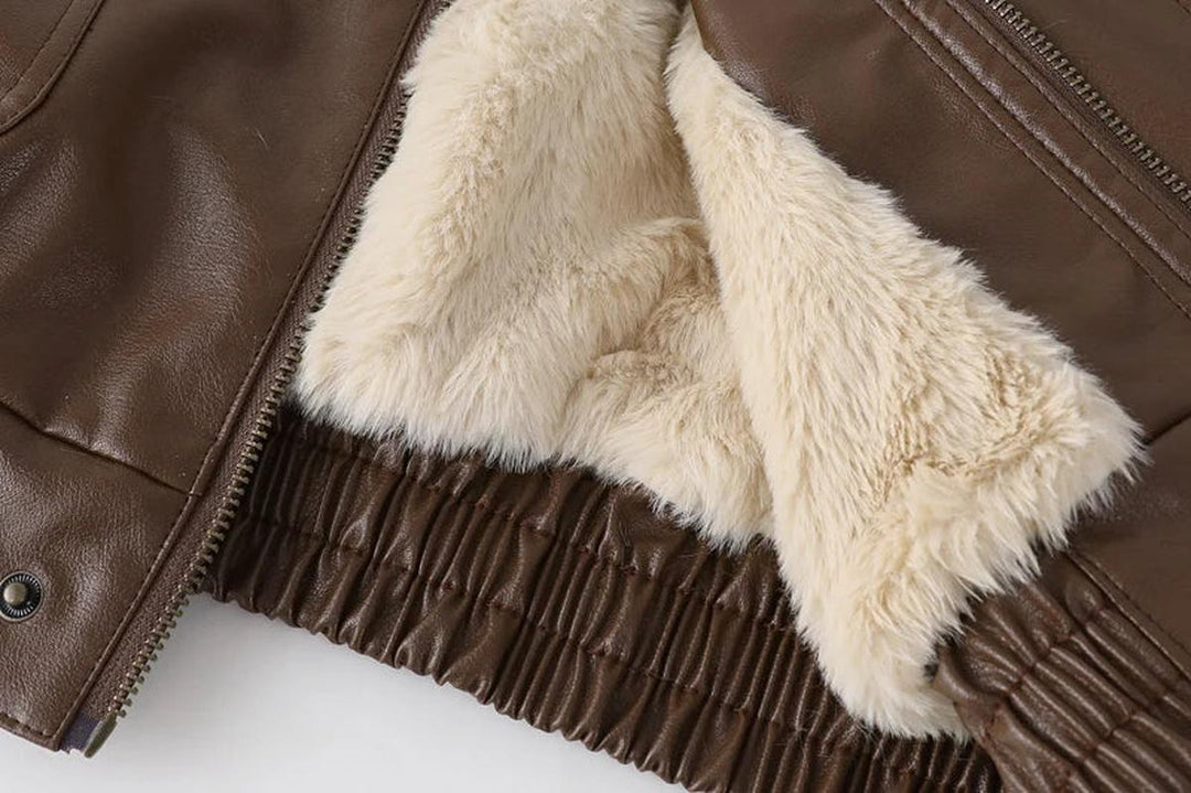 Drune | Herren Isolierte Leder Wintermantel mit Taschen
