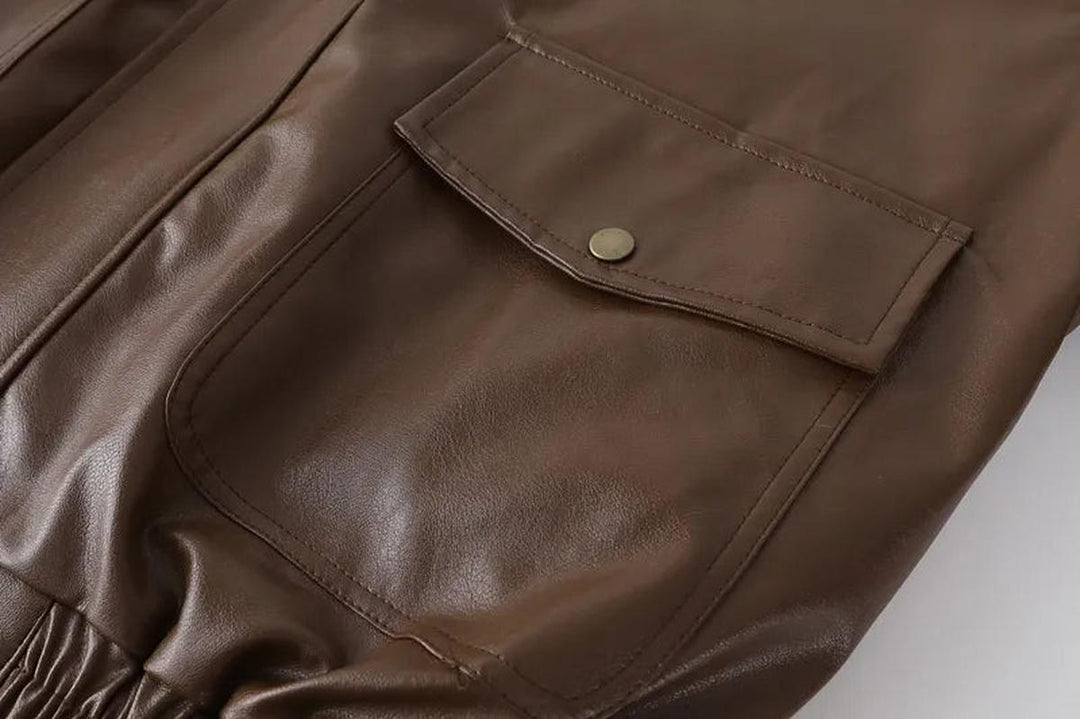 Drune | Herren Isolierte Leder Wintermantel mit Taschen