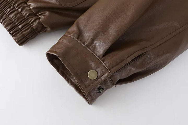 Drune | Herren Isolierte Leder Wintermantel mit Taschen