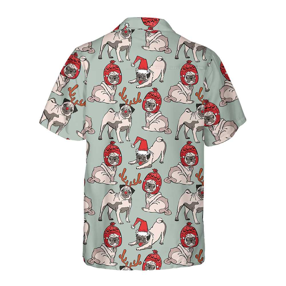 Drune | Frohe Weihnachten Pug Hund Hawaii Shirt, Lustiges Weihnachten Shirt, Weihnachtsgeschenk für Hundefreunde