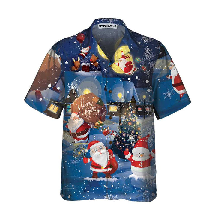 Drune | Frohe Weihnachten Santa & Geschenke Hawaiian Shirt, Lustiges Santa Claus Shirt, Bestes Geschenk für Weihnachten