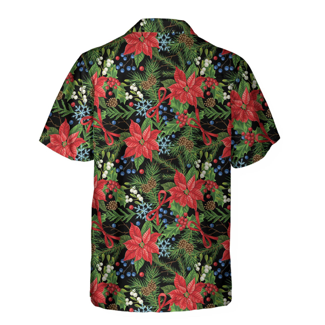 Drune | Frohe Weihnachten Winter Pflanzen Hawaiian Shirt, Florales Weihnachts Hawaiian Shirt