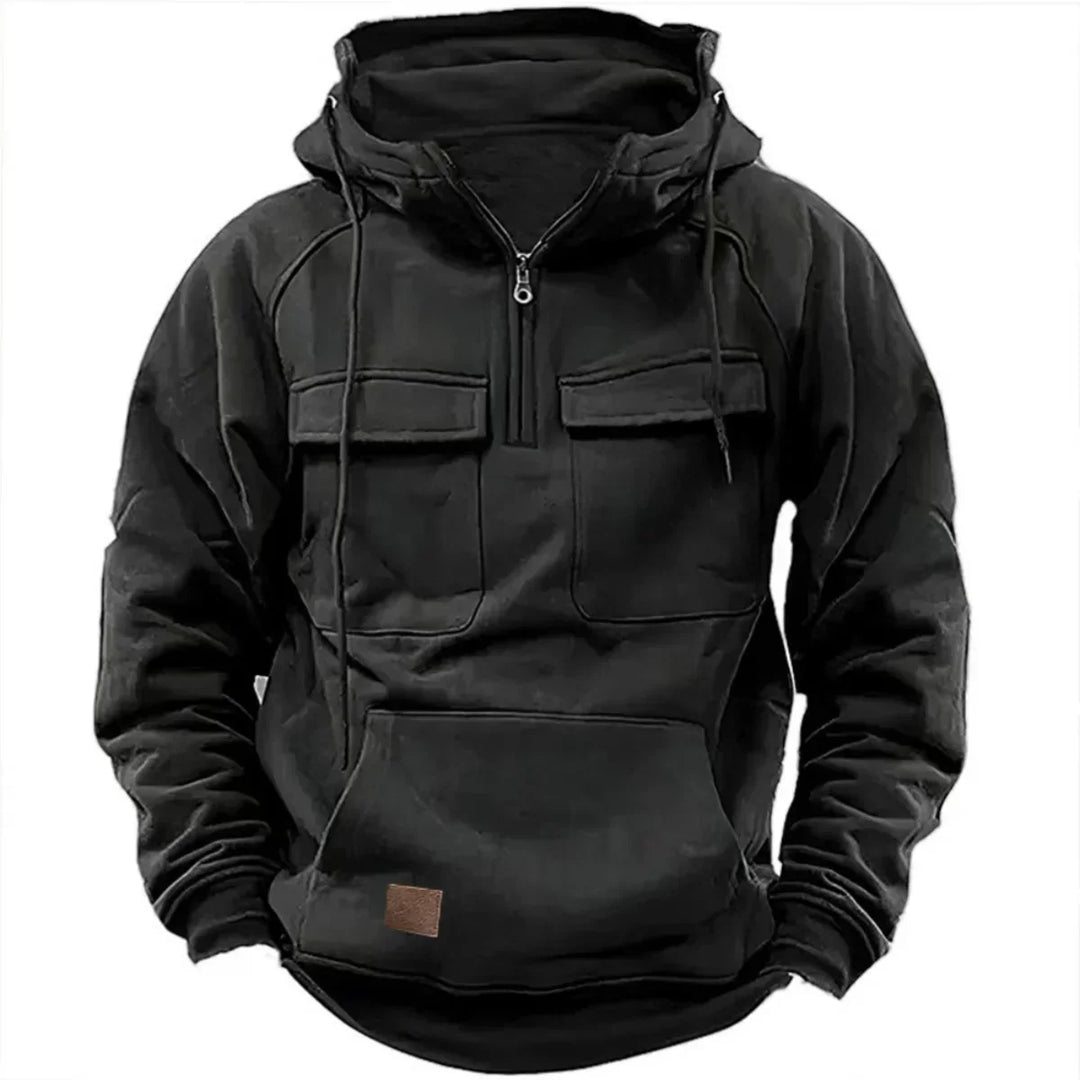 Drune | Hoodie - Bequemer & warmer Pullover mit Kapuze, Reißverschluss und praktischen Taschen