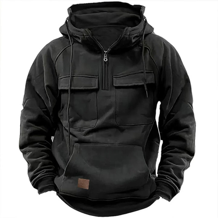 Drune | Hoodie - Bequemer & warmer Pullover mit Kapuze, Reißverschluss und praktischen Taschen