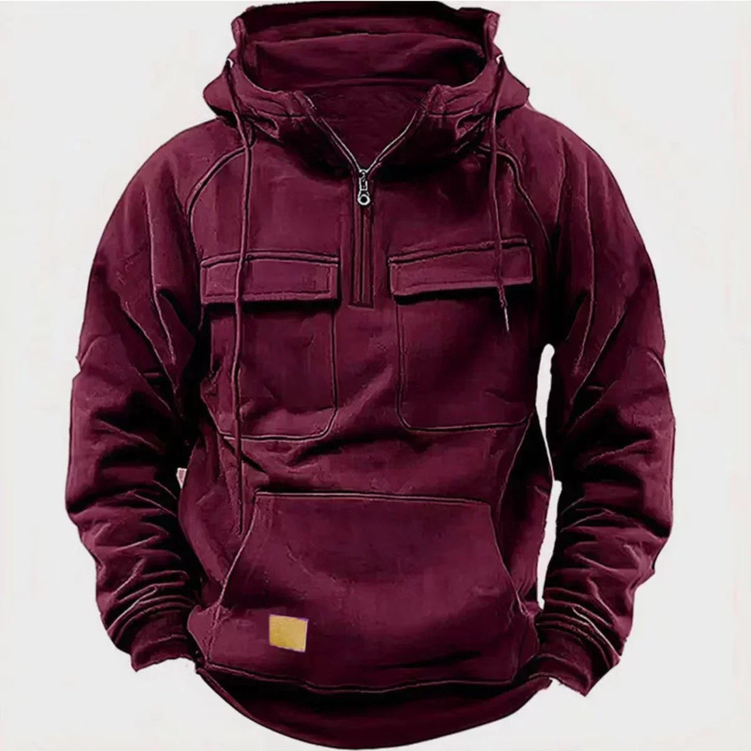Drune | Hoodie - Bequemer & warmer Pullover mit Kapuze, Reißverschluss und praktischen Taschen