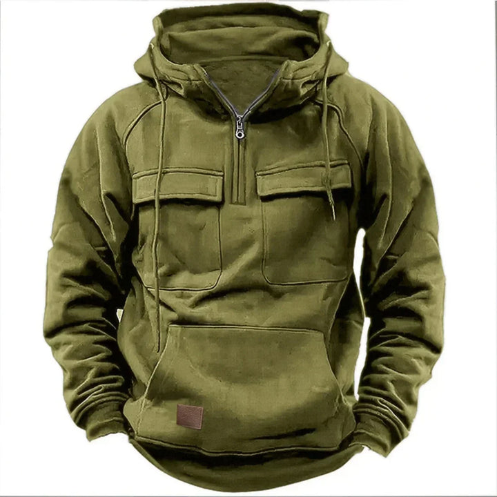 Drune | Hoodie - Bequemer & warmer Pullover mit Kapuze, Reißverschluss und praktischen Taschen