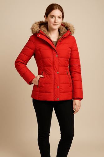 Drune | Stylische Steppjacke mit Kapuze aus Kunstpelz