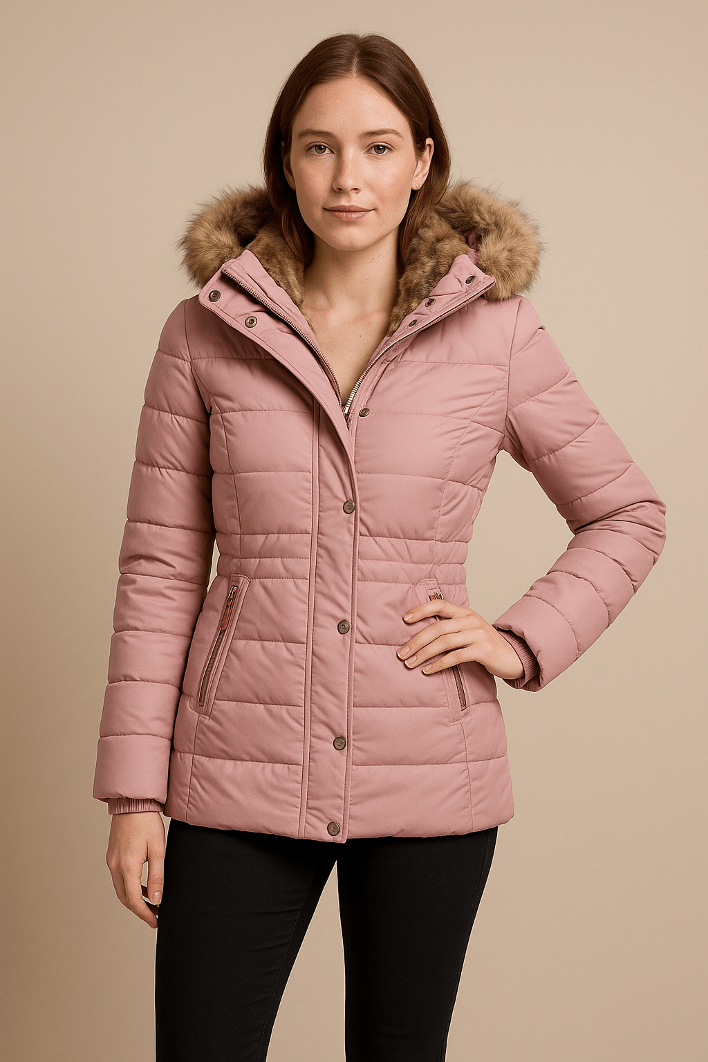 Drune | Stylische Steppjacke mit Kapuze aus Kunstpelz