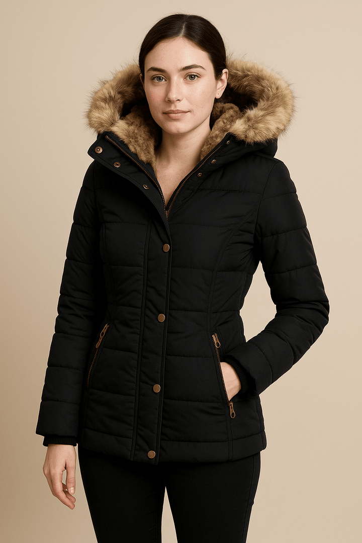 Drune | Stylische Steppjacke mit Kapuze aus Kunstpelz