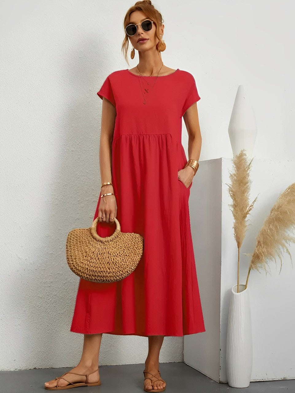 Drune | Atemberaubendes Baumwoll-Sommerkleid mit Bequemem Schnitt für Warmes Wetter