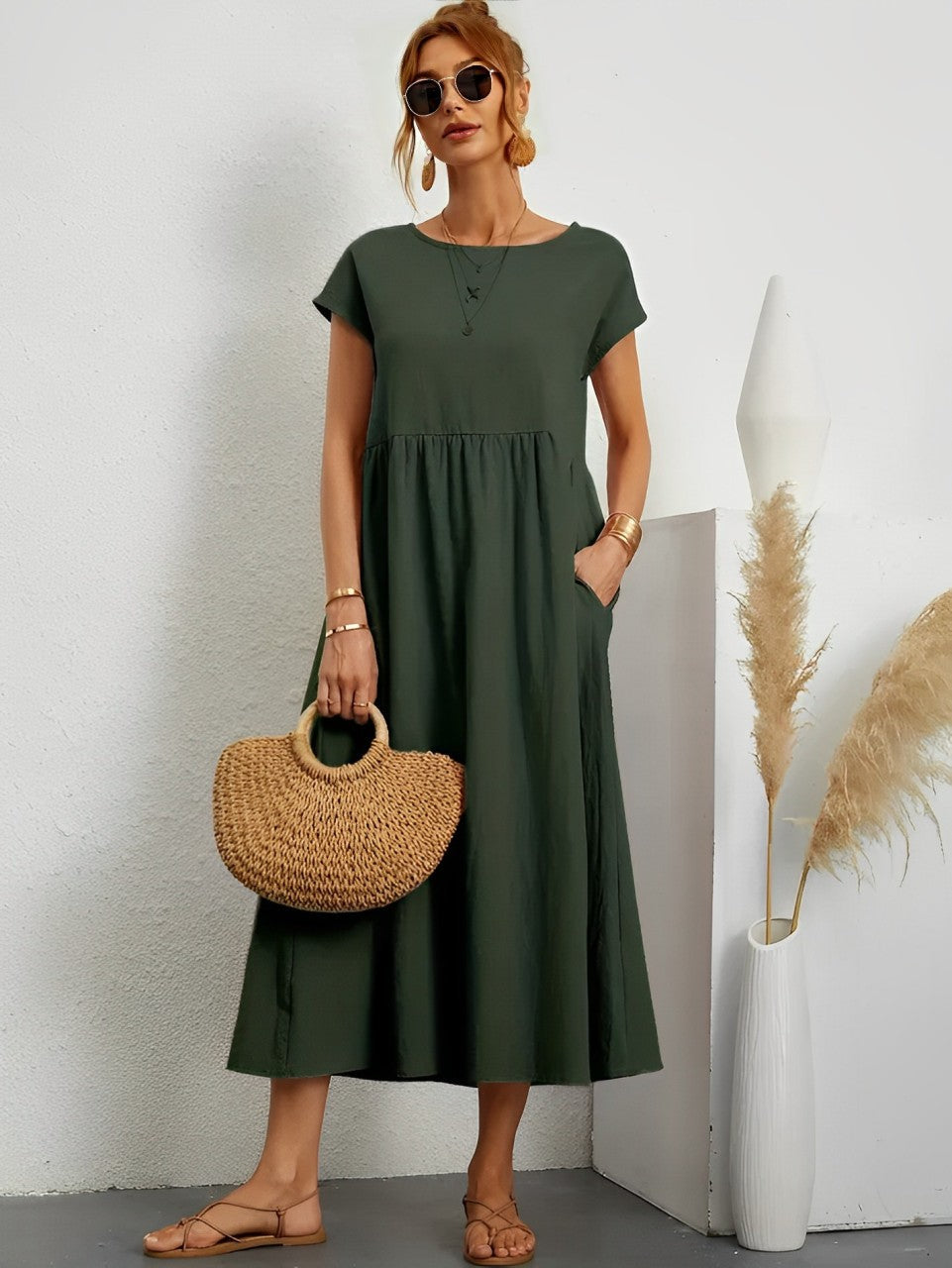 Drune | Atemberaubendes Baumwoll-Sommerkleid mit Bequemem Schnitt für Warmes Wetter