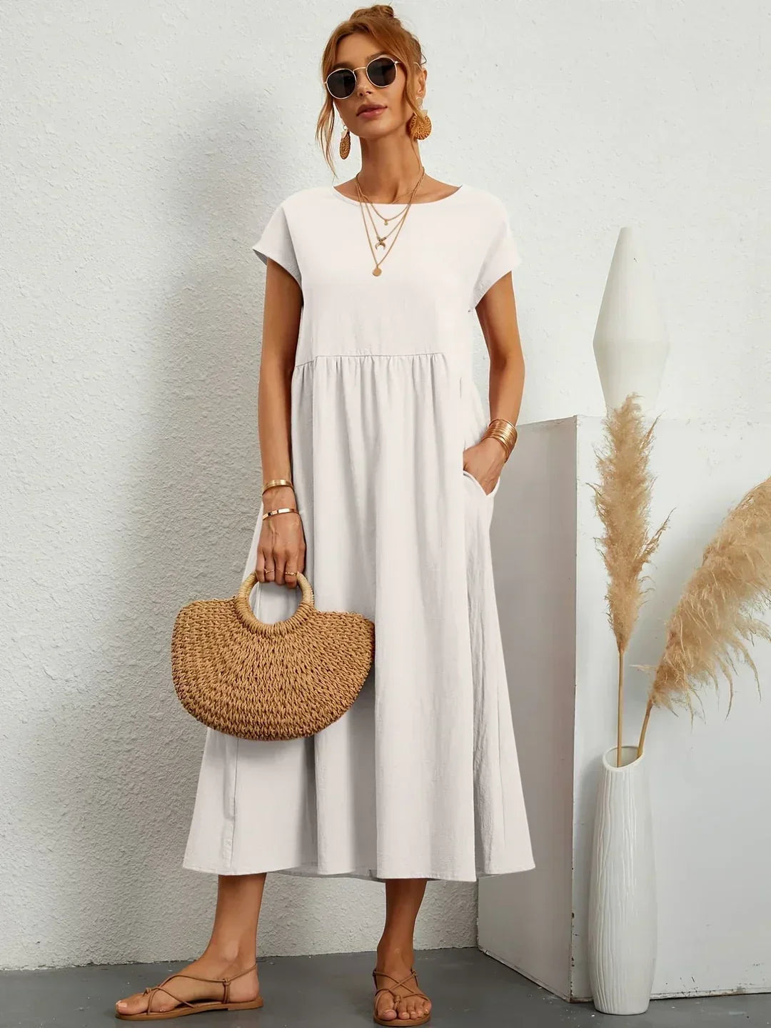 Drune | Casual Elegant Baumwolle und Leinenkleid