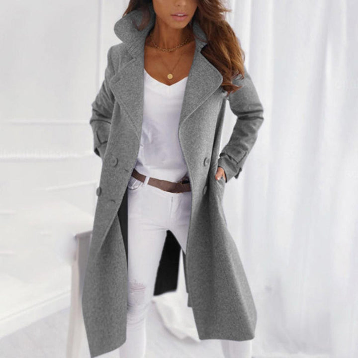 Drune | mittellanger Fleece Trenchcoat mit Reverskragen