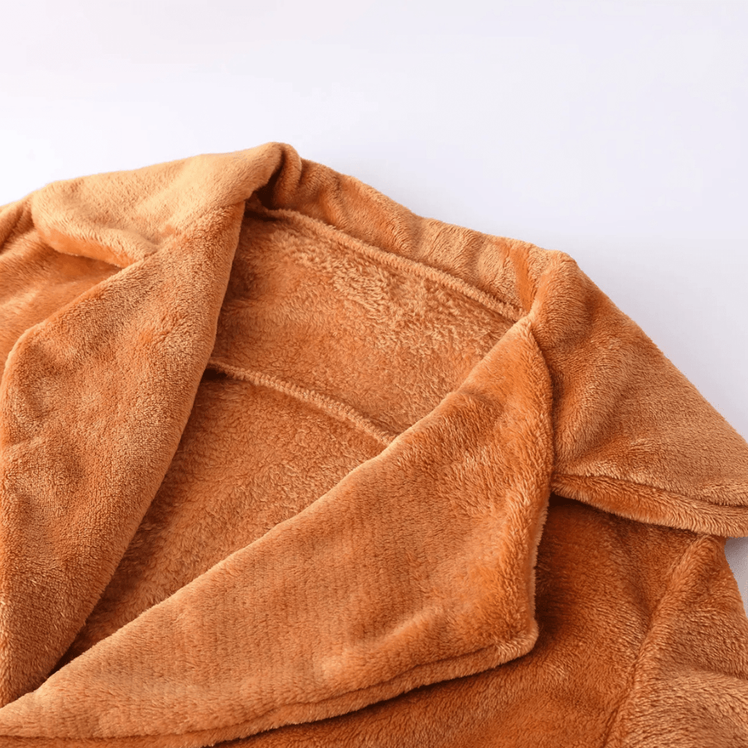 Drune | mitellanger Plüsch Wintermantel mit Reverskragen und Taschen