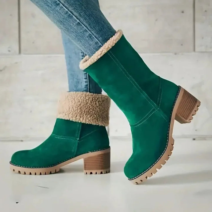 Drune | Mid-Tube Fellgefütterte Stiefel für Frauen – Stylisch, Warm, Komfort Design